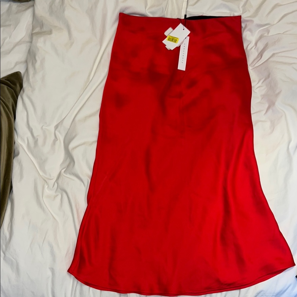Midi satin skirt
